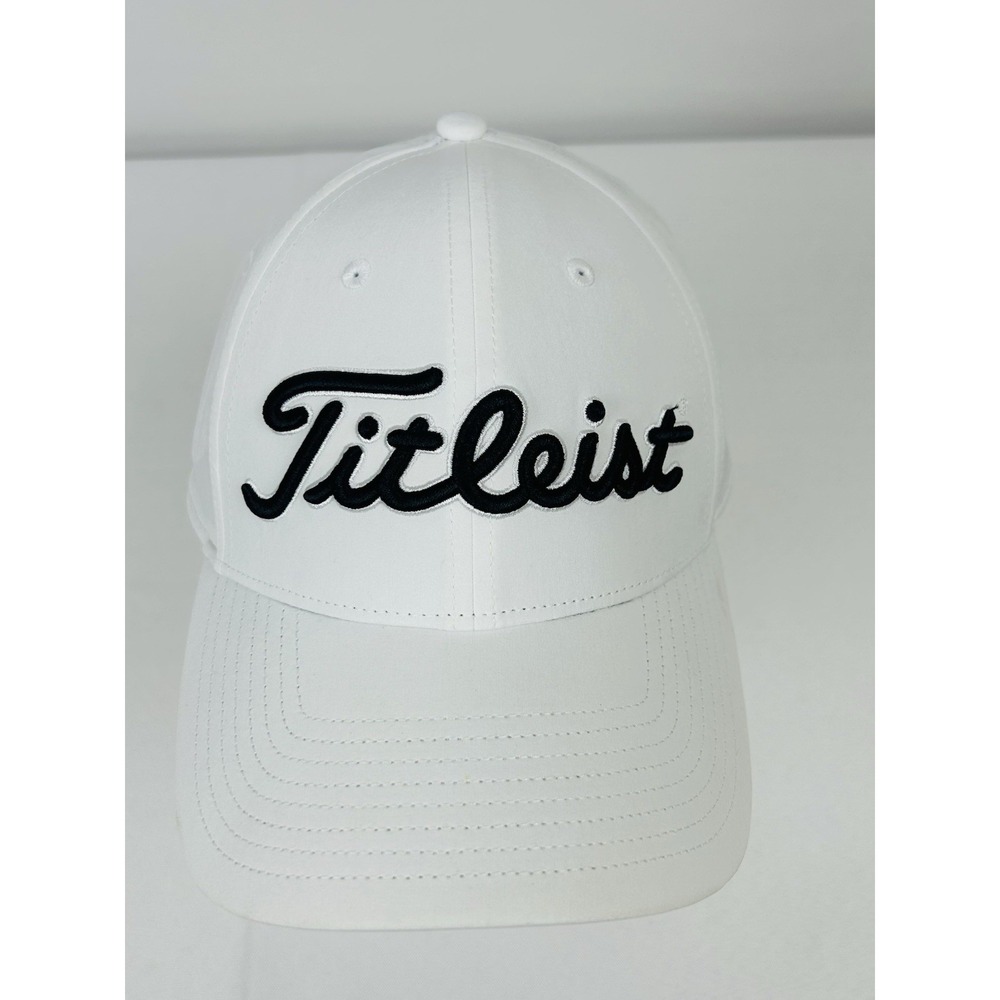 Titleist T Series Tour Performance Golf Hat White/Black Cap Adjustable Stretch